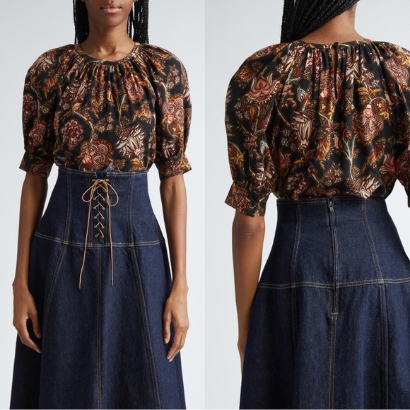 Ulla Johnson Suri Floral Paisley Wool Blend Top - Picture 1 of 5